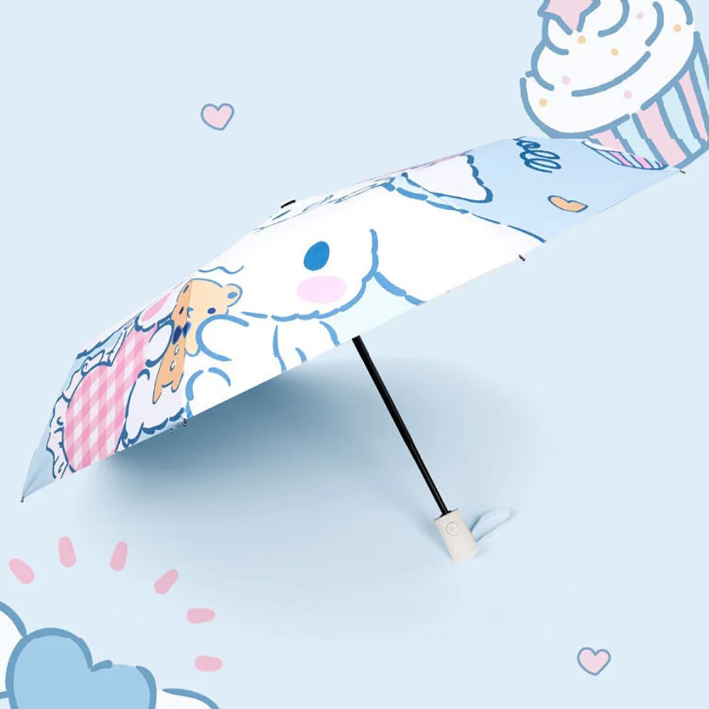Sanrio Cinnamoroll Regenschirm, Sonnenschutz, UV-Schutz, Sonnenschirm, Damen, vollautomatisch, sonnig, regnerisch, faltbar, Sonnenschirm, Geschenke
