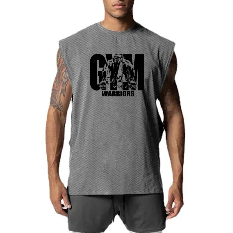 

Мужские спортивные сетчатые майки без рукавов, летние свободные дышащие быстросохнущие майки для спортзала, бодибилдинга, тренировок, фитнеса, рубашки с мышцами