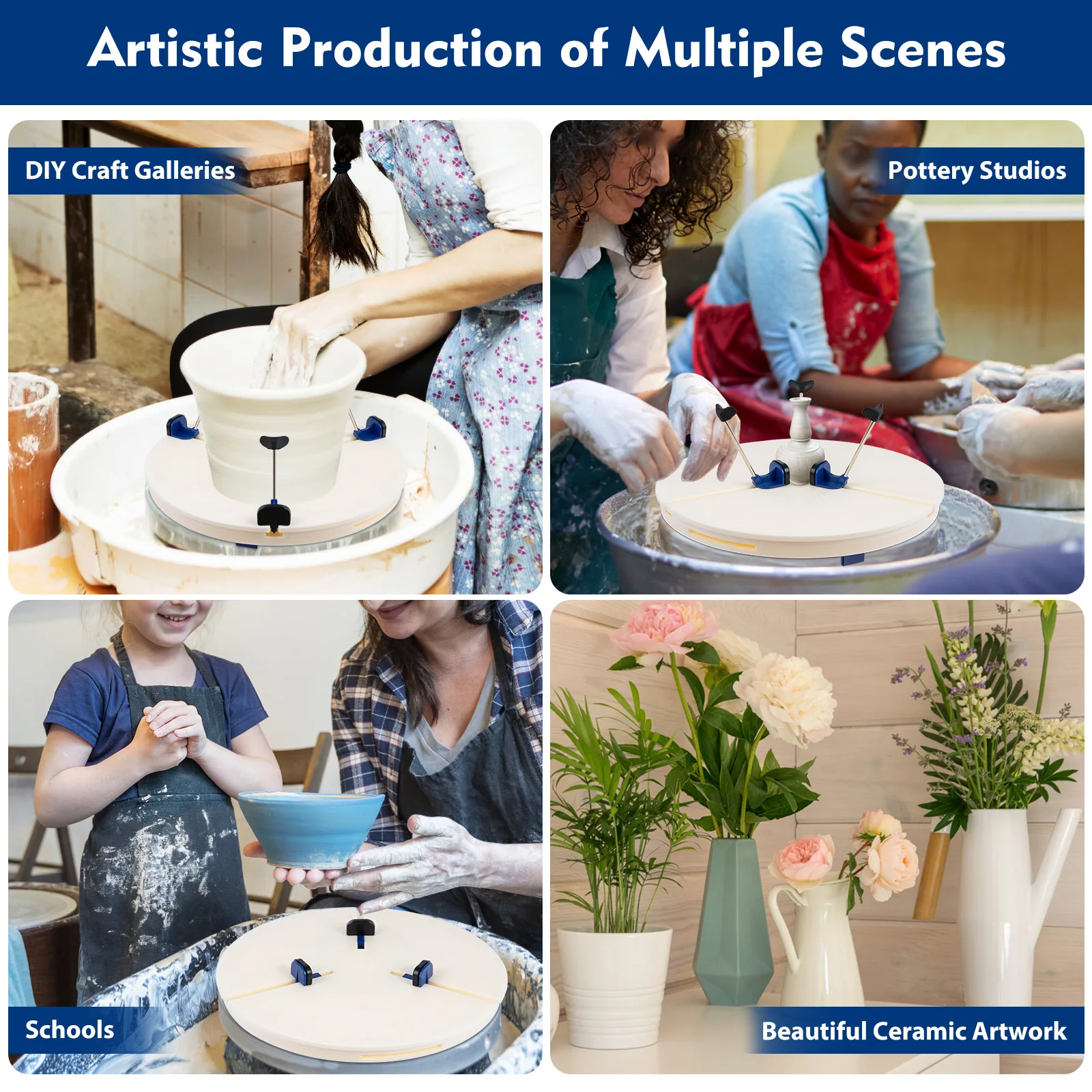 Portable Pottery Wheel Ceramic Repairing Ceramic Tools Trim Holder Clip Centers Plastic Round Plate Repair Tools Repairing