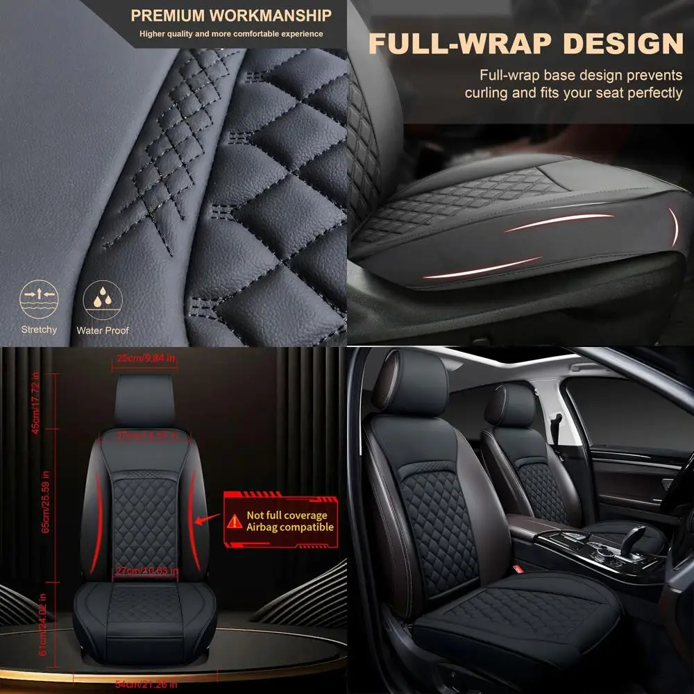 

Водонепроницаемые кожаные чехлы на сиденья, индивидуально подобранные для Defender, Discovery, Range Rover, Evoque, Velar, комплект из 2 штук, черные