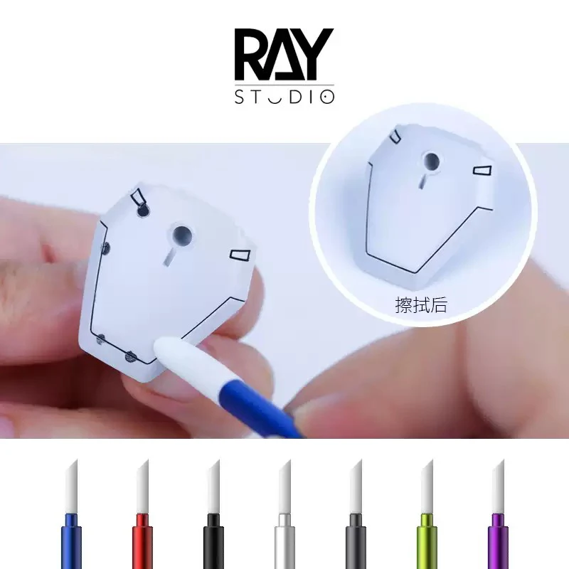 RAY Studio Metal Wiping Stick Seepage Cleaning Swab with Polyester Wiping Cotton Tips for Model Hobby Panel Liner Cleaning Stick