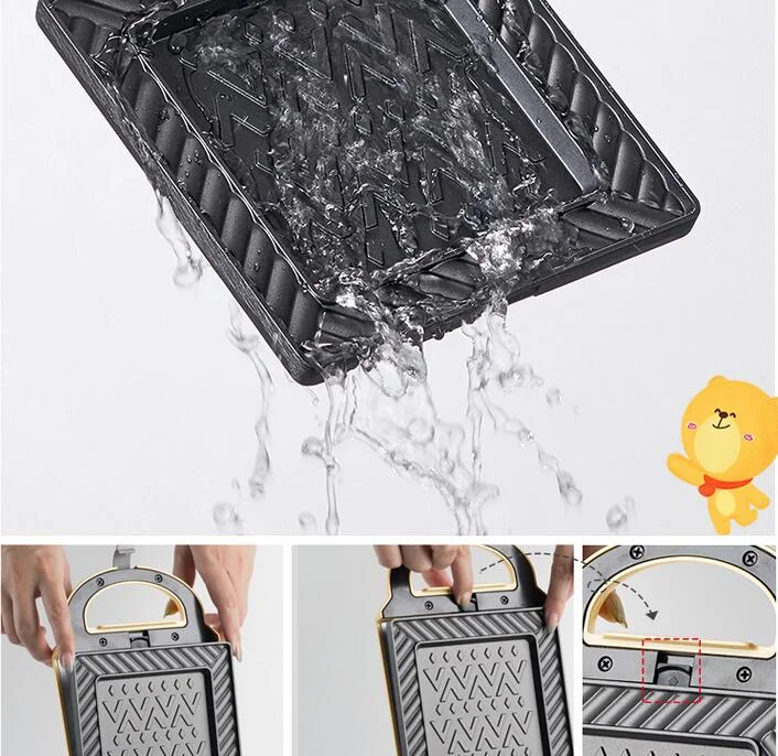 Bear electric baking pan removable and washable double-sided heating sandwich maker home fully automatic waffle maker breakfast