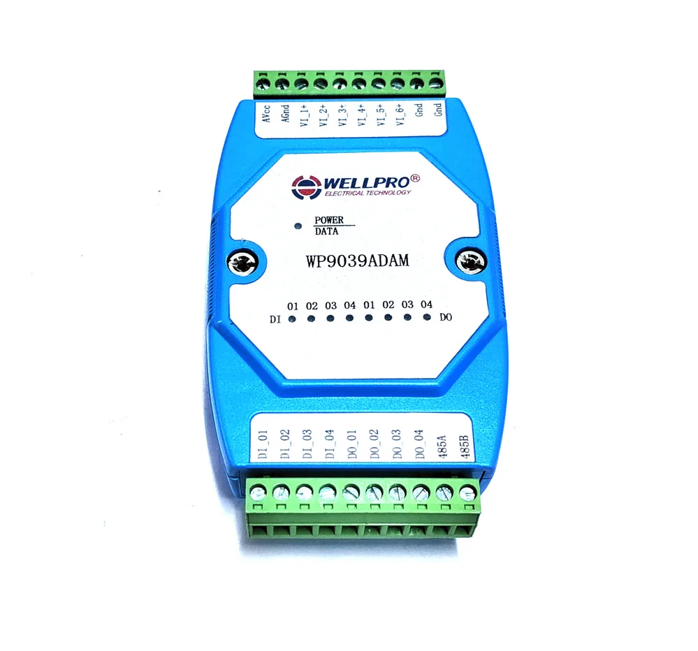WP9039ADAM Módulo de adquisición de voltaje 0-10V 6VI/4DI/4DO RS485 Comunicación MODBUS