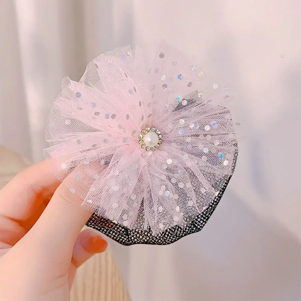 

Lovely Princess Snood Spring Clip Star Mesh Star Hair Nets Colorful Invisible Sequin Hair Nets Dance