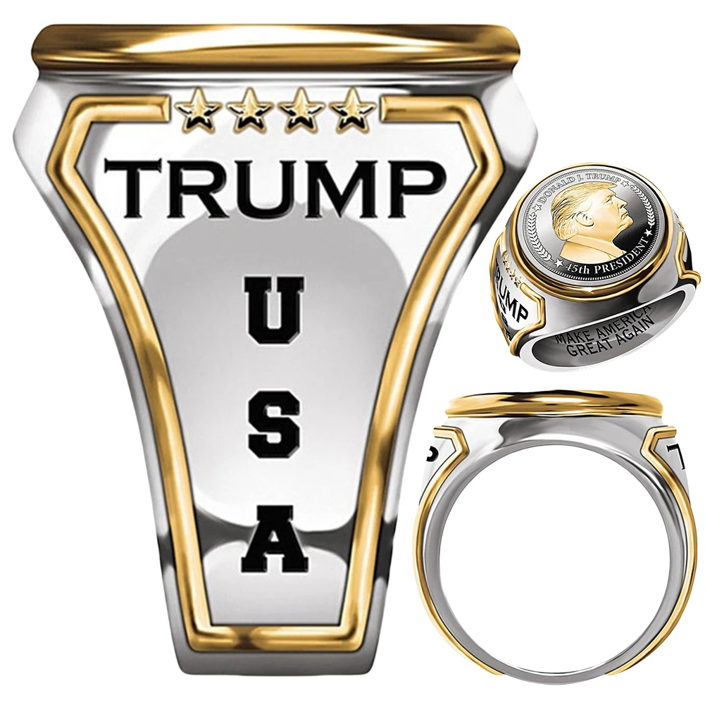 Bicolor Donald Ring Make America Great Again US President Ring President Campaign Ring Souvenir Gift for Friends