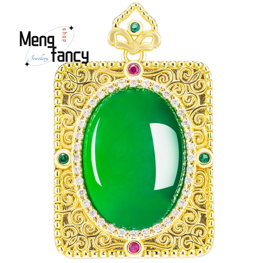 Genuine Natural Green Agate Nothing Brand Copper Gold Plated Ice Jade Pendant Women's Necklace Fashion Pendant Luxury Necklace