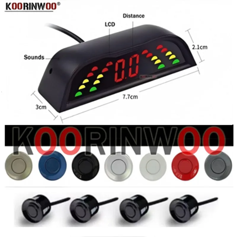 OOWLIVEE Intelligent LCD Screen 4 Independent Channels Parking Sensors Black/White/Silver Probes Vehicle Alert Car Accossories