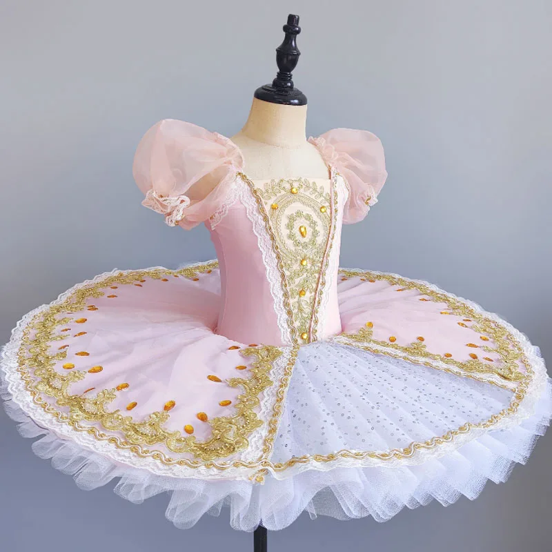 Robe de ballerine rose pour enfants, Tutu de danse moderne à paillettes, tenues de danse Jazz pour filles, vêtements de scène pour enfants, vêtements de Ballet