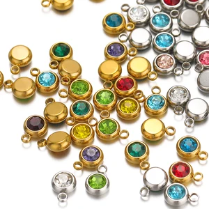 20 piezas de acero inoxidable de acero inoxidable de 6 mm cuentas de diez rianas de diez rianas colgantes de circon 8 mejores encantos de cristal de ventas para joyas - №8