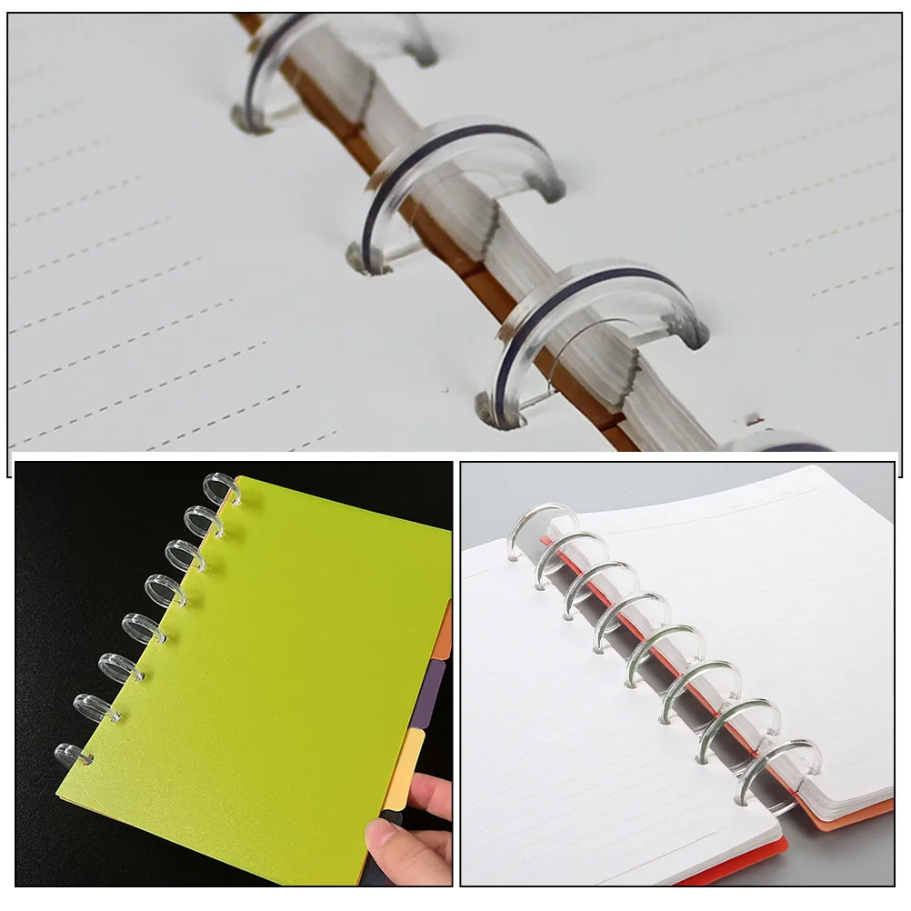 36Pcs Plastic Loose Leaf Rings 360 Degree Rotating Transparent Mushroom Buckles for Binders Notebooks Flashcards Memo Papers