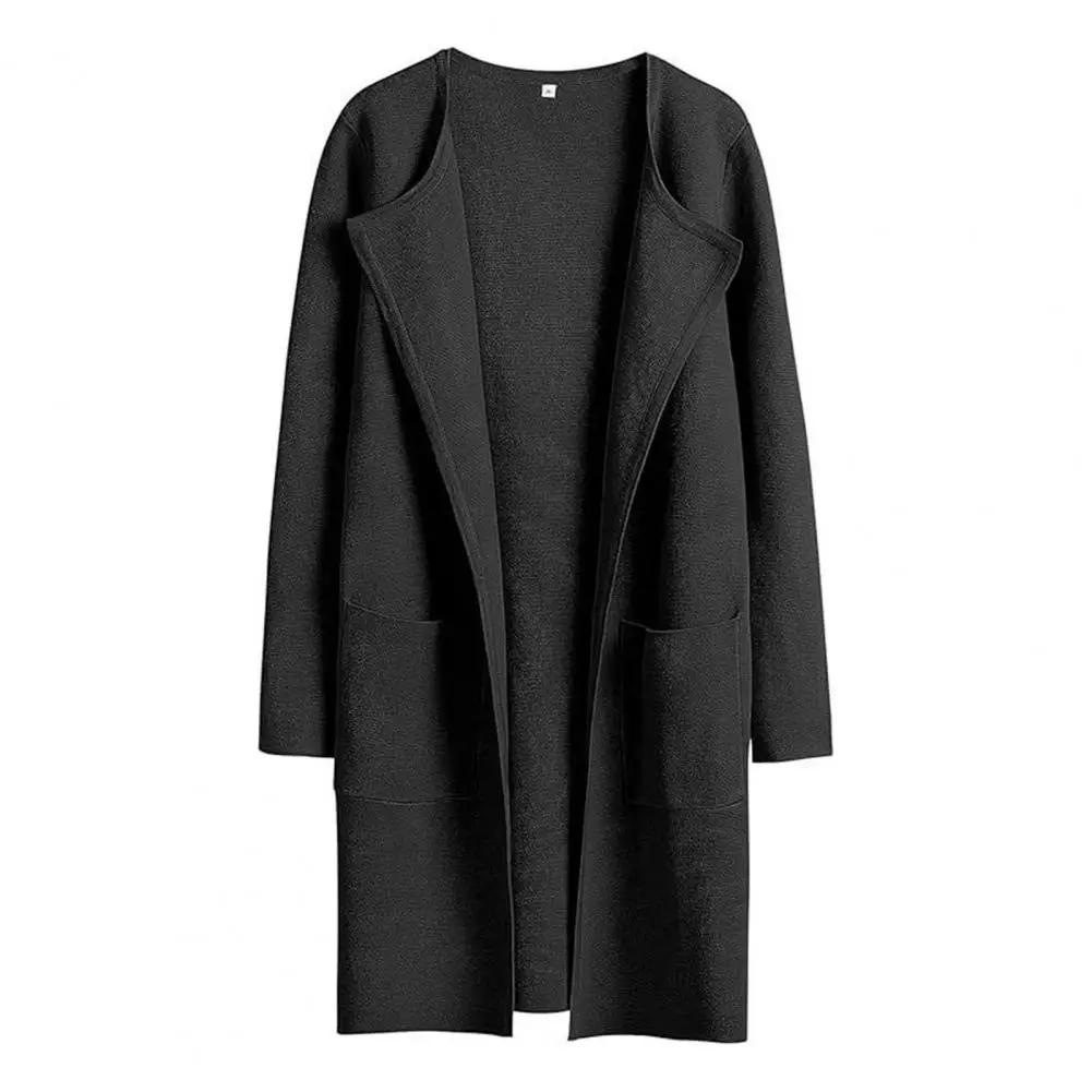 Autumn Winter Coat Elegant Lapel Collar Women's Mid-length Coat Loose Fit Warm Stylish Jacket for Autumn/winter Outwear Women