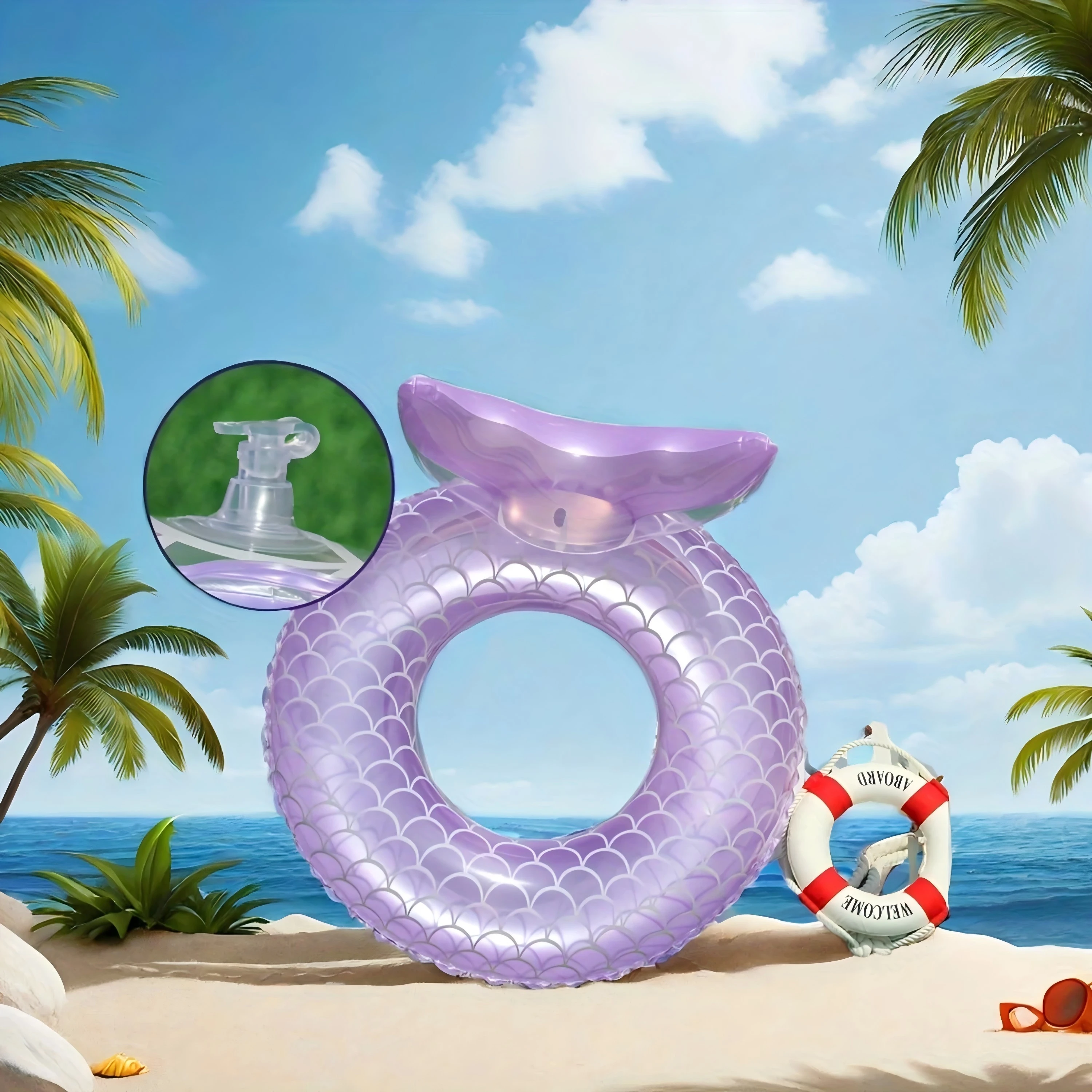 Estate gonfiabile nuoto cerchio PVC gonfiabile coda di pesce pantaloni tasca coda di pesce fessura bambino seduto sirena giocattolo gonfiabile
