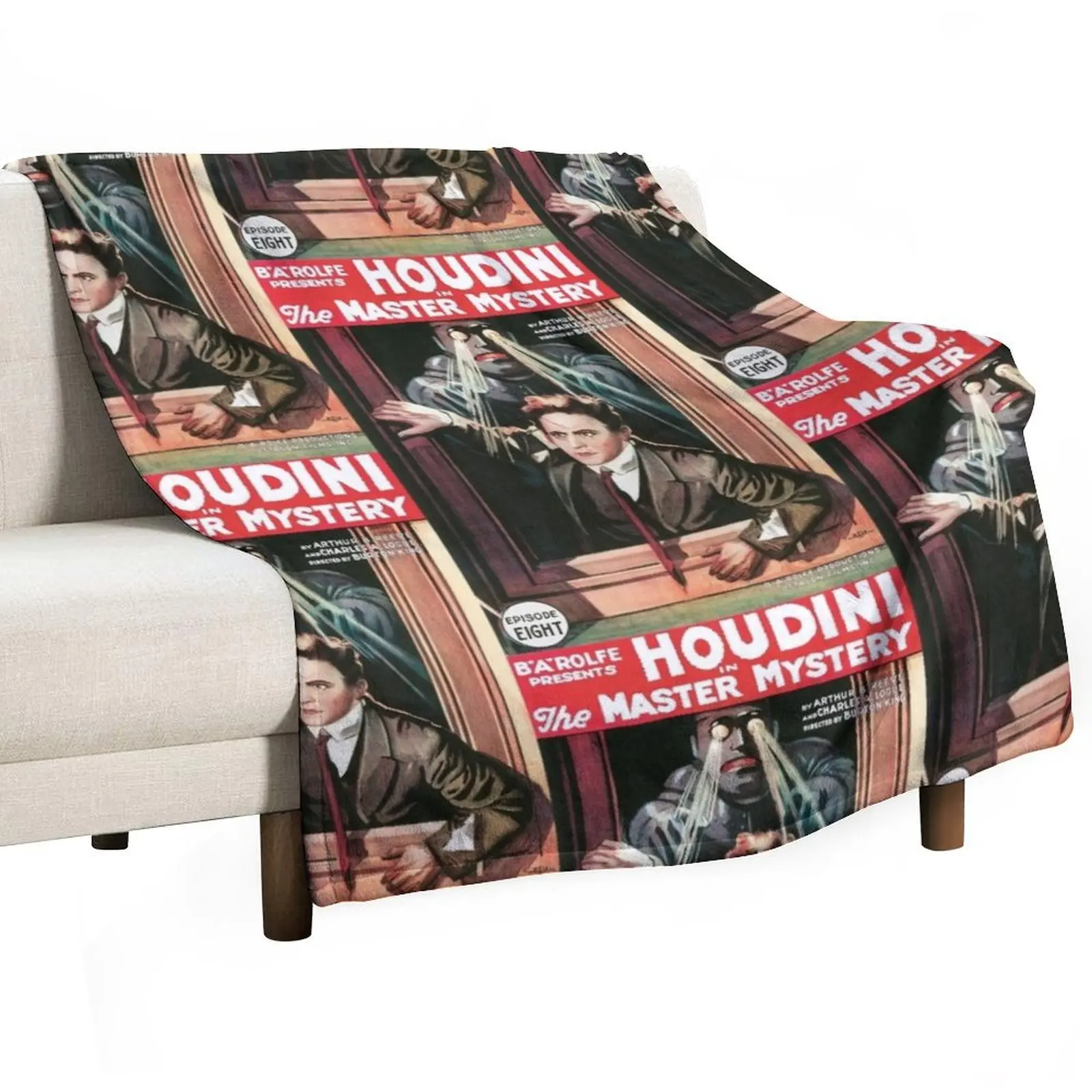 

Vintage Movie Poster - Harry Houdini in The Master Mystery (1919) Throw Blanket Cozy Microfiber Throw Blanket for Home Bedroom