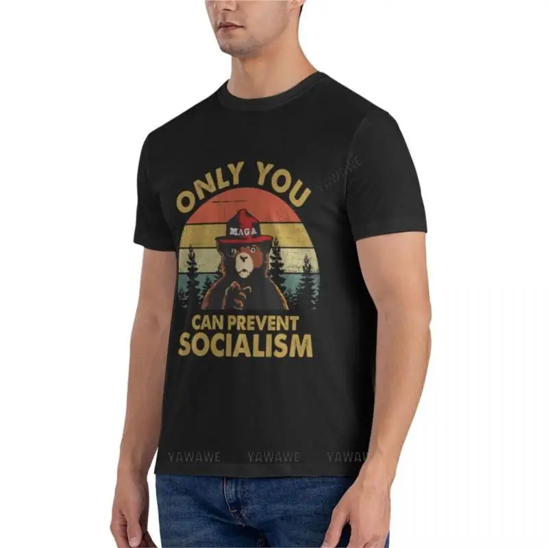 Only You Can Prevent Socialism Bear Wearing Hat MAGA Smokey Essential T-Shirt vintage clothes mens tall t shirts