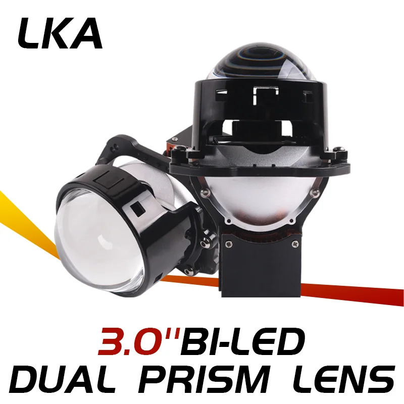 3.0 BI LED Projector Lenses with Dual Prism Lights for H1 H4 H7 9005 9006 9012 Lamp Retrofit Hella 3R G5 Projector Headlight