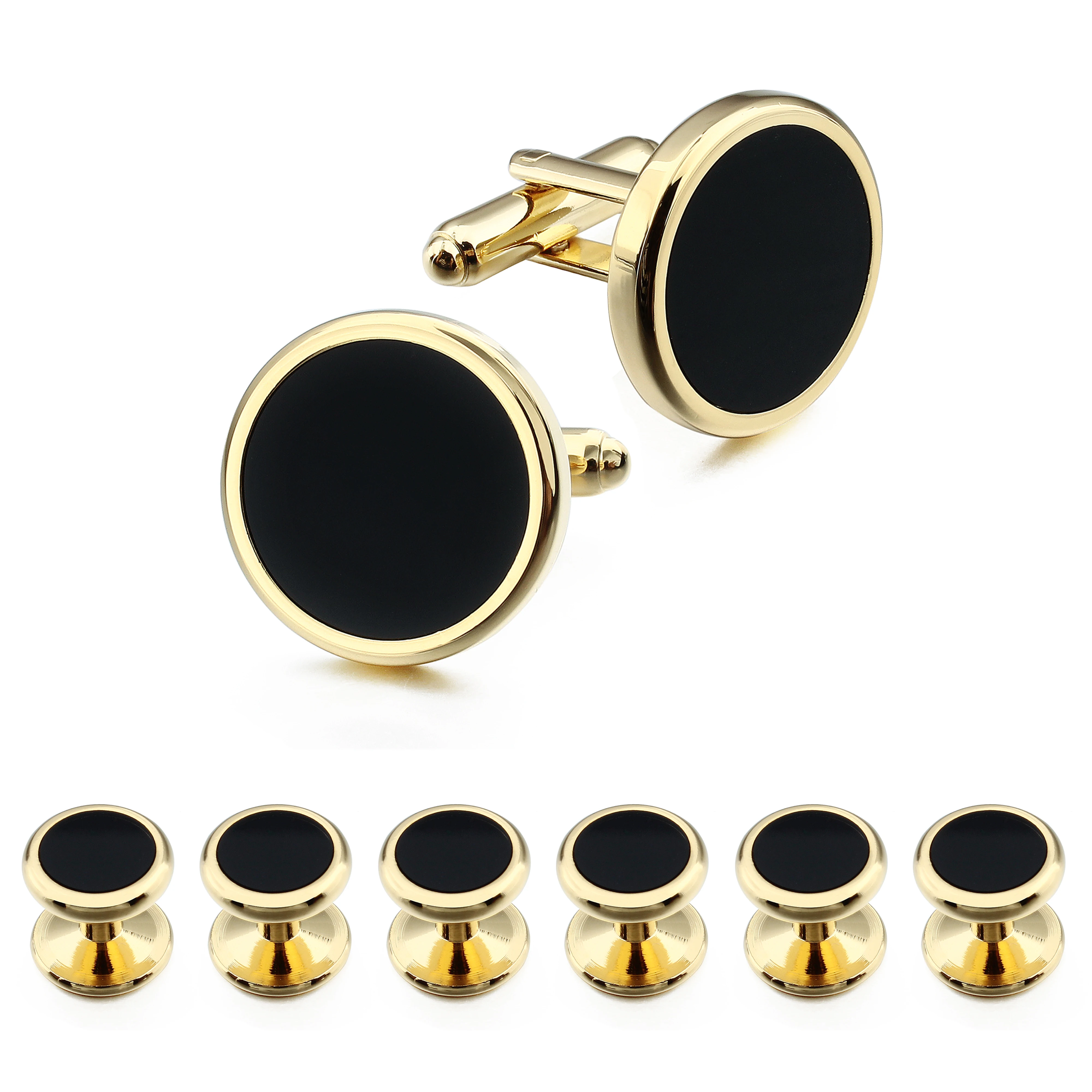 HAWSON Mother of Pearl Cufflinks and Studs Sets 6 Pieces Gold Color Studs for Tuxedo Luxury Gift for Party запонки мужские