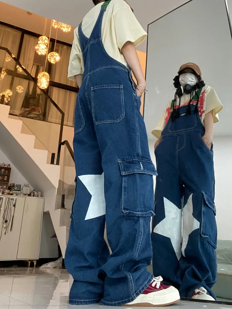 Damen Star bedruckte Denim Stram pler Riemen Hosen Frühling Herbst neue schicke Mode lässige Jeans weibliche gerade Jeans hose