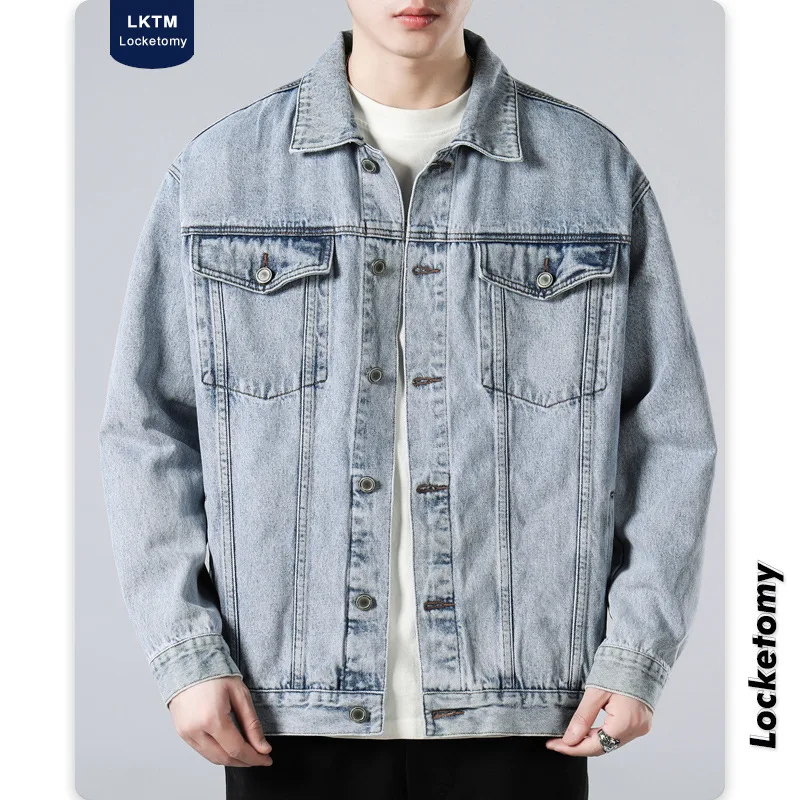 Autumn Black Denim For Men Korean Version Loose Trendy Vintage Versatile  Jacket Top