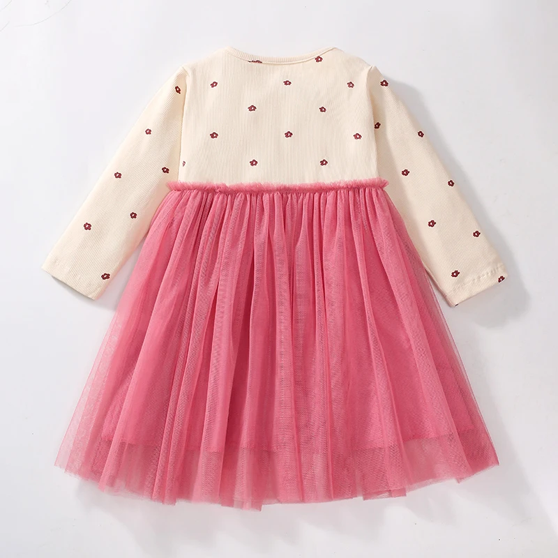 Little maven Kids Clothes Casual Spring Autumn Baby Girls Long Sleeves Flowers Mesh Princess Dresseses Cute Girl Dress Vestidos