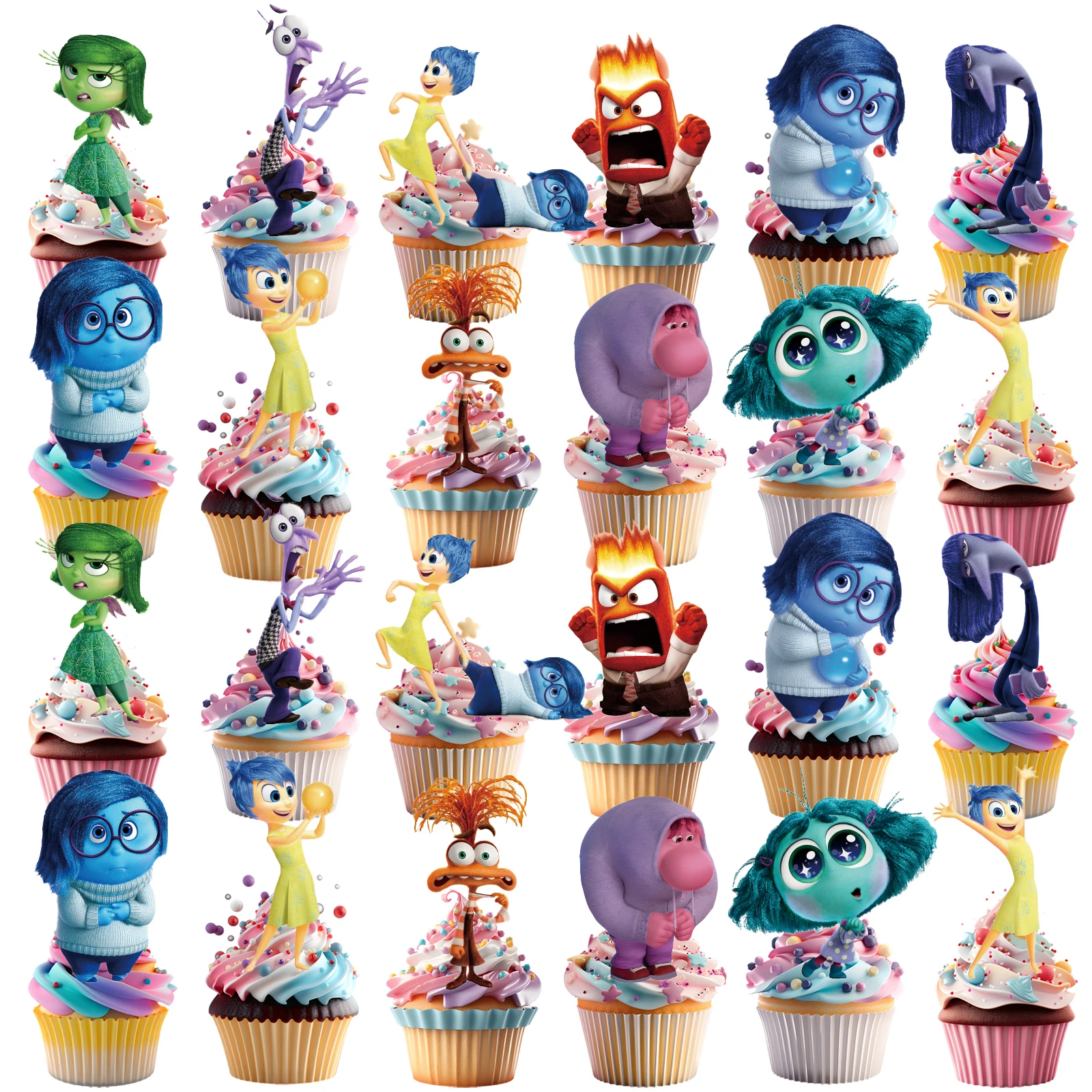 25 قطعة من أغطية الكيك من Disney Inside Out2، أغطية الكب كيك، زينة عيد الميلاد من الداخل إلى الخارج، مستلزمات الحفلات ذات الطابع الداخلي