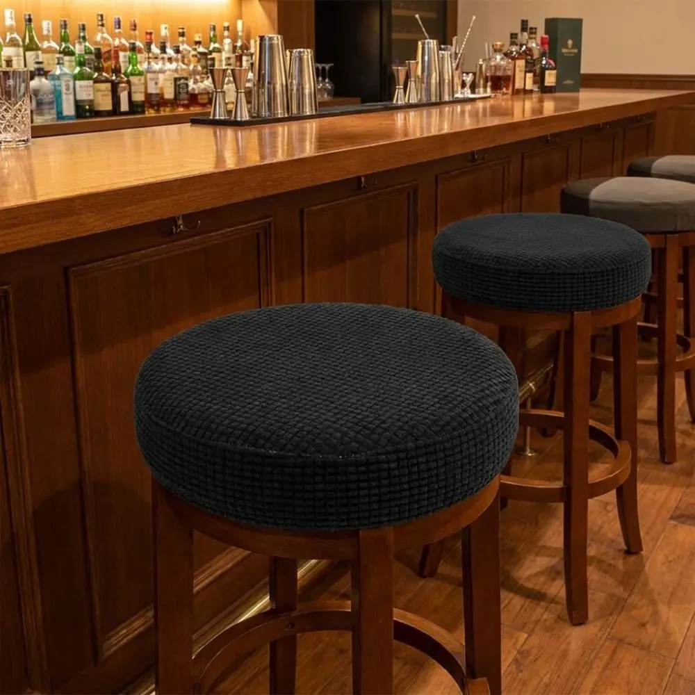 Soft Elastic Round Stool Chair Cover Polar Fleece Dust-proof Bar Stool Covers Breathable Wear-resistant Rotating Chair Cover