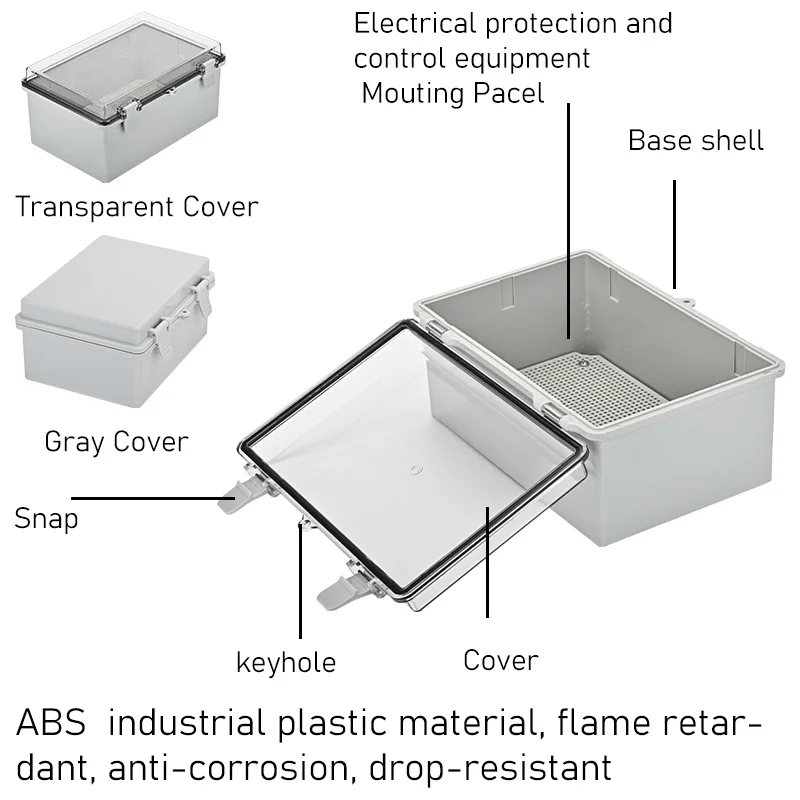 Distbution Box MCCB Box Electric Controller Box AC DC Power Device Box IP65 Waterproof 100/150/200/300/400mm Size Wall Mounting