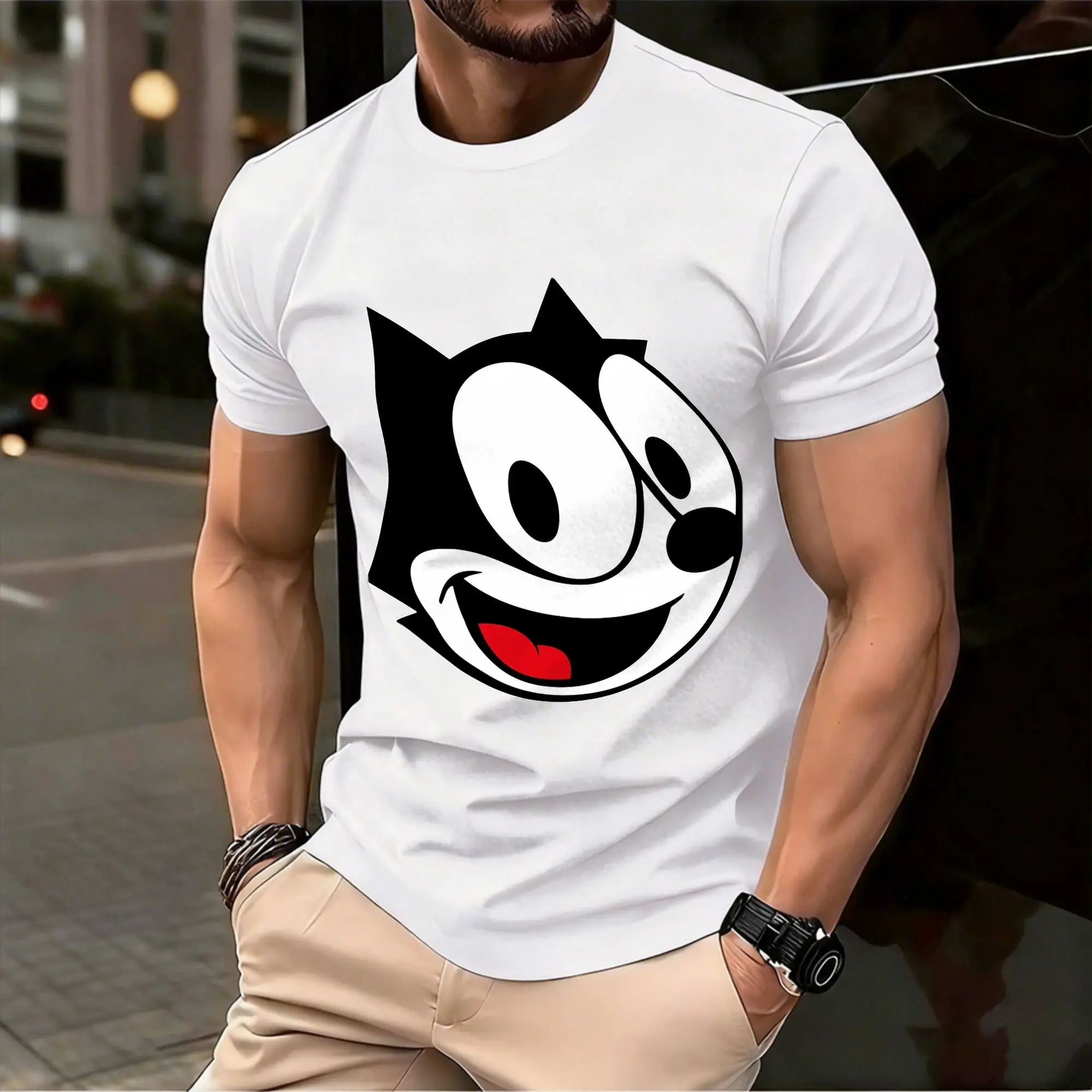 Felix The Cat T Shirt  Fashion T-Shirts Short Sleeve Y2K Retro Tshirt Summer Cotton 4XL 5XL 6XL Tees