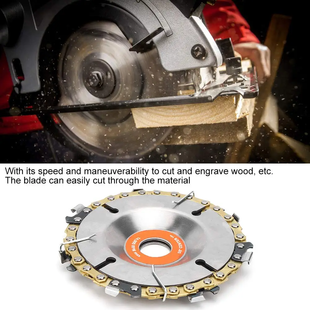 4 Inch 7 Teeth Angle Grinder Wheel Disc Woodworking Circular Chain Saw Disc Blades 100mm for Wood Carving Cutting Tool Gold