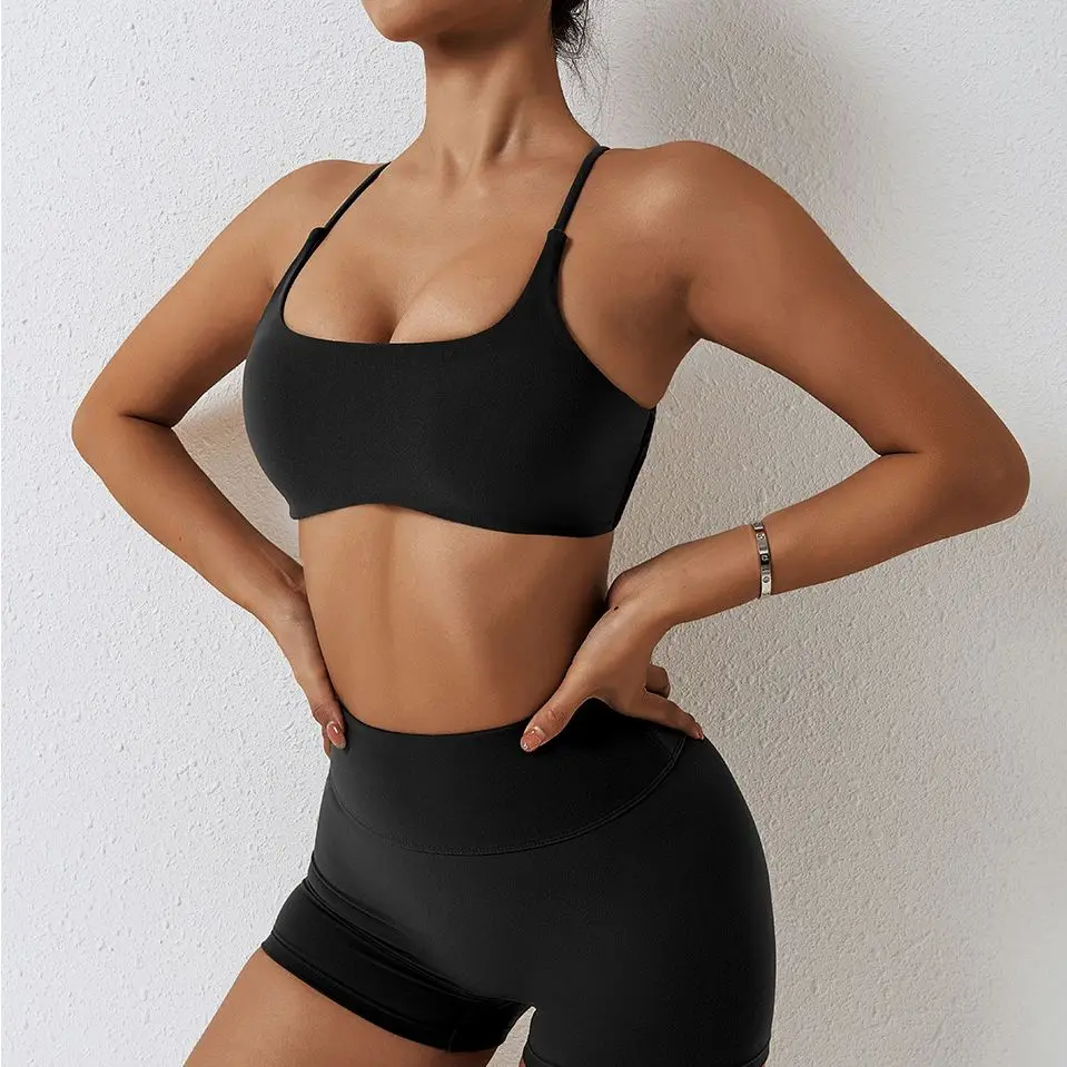 

MODITIN Women Set for Gym Beautiful Hollow Back Tops High Waist Tight Shorts Comfortable Quick Dry Workout Bra Push Up Leggings