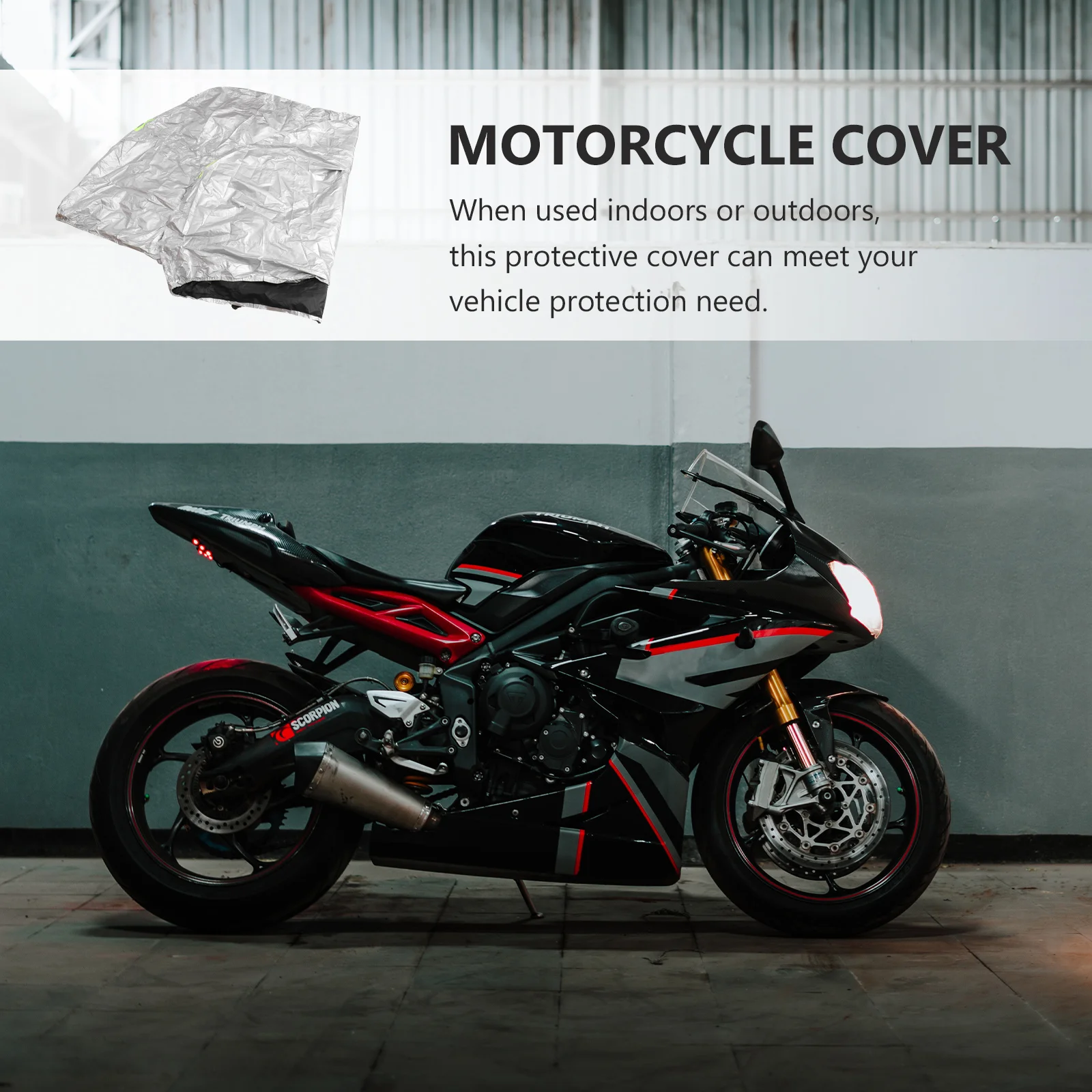 Motorcycle Cover Waterproof for Motorbike Tent Outdoor Dustproof Motorbikes Tarpaulin Storage Bag