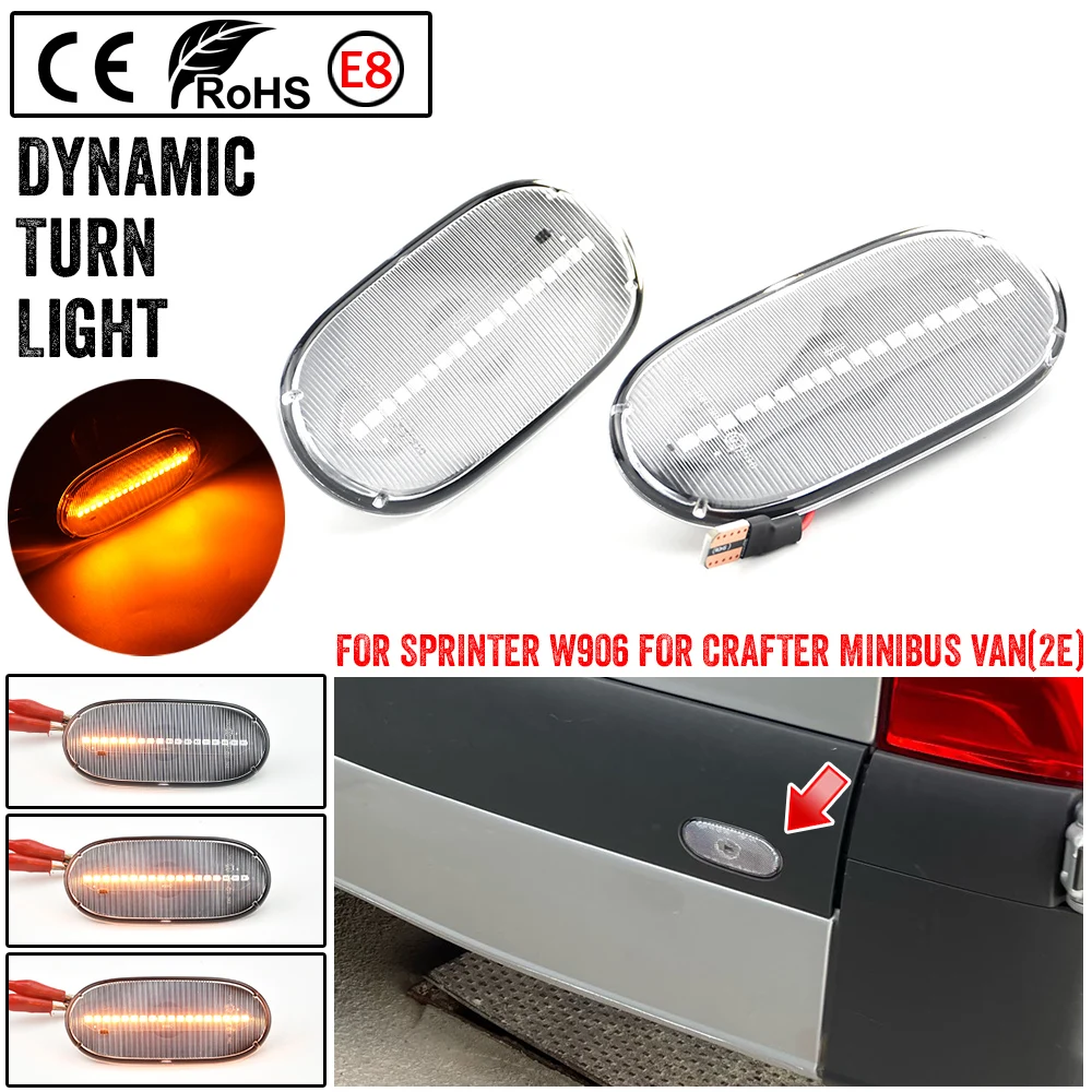 2X لمرسيدس بنز العداء W906 2006-2018 كرافتر 2006-2016 LED ديناميكية الجانب ماركر بدوره أضواء الإشارة مؤشر مصباح
