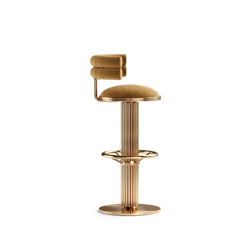 Nordic light luxury rotating bar chair Cafe bar chair Front desk stainless steel bar chair High stool