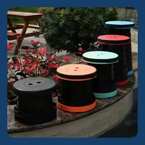 Taburete plegable de viaje al aire libre, taburete de pesca de plástico ajustable, taburete telescópico plegable, taburete de almacenamiento, taburete telescópico de arcoíris