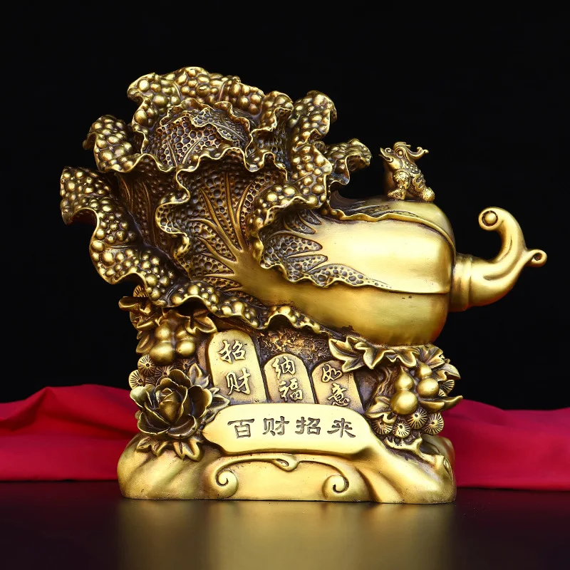 Brass Cabbage Ornament for Home, Living Room, Office, and Store Desktop Decoration