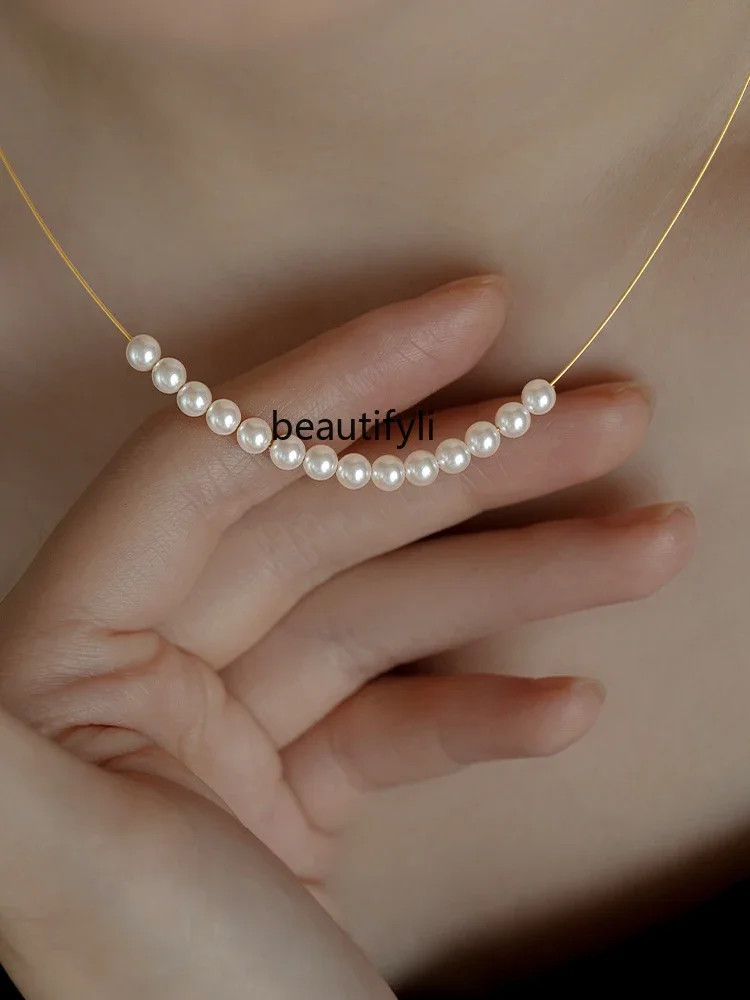 Double Stacked Pearl Pendant Necklace Accessories Women's Niche Premium Clavicle Chain