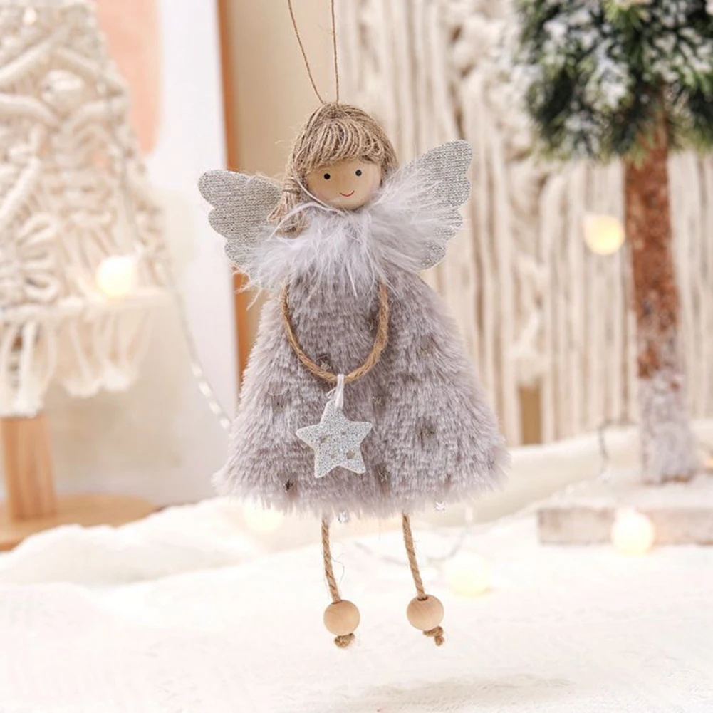 Pendant Party Ornaments Angel Doll Pendant Christmas Decoration Grey Hanging Plush Table Decor Xmas Tree Christmas Accessories