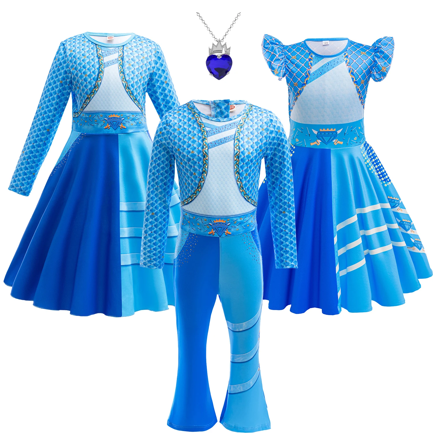 Girls Rise of Blue Jumpsuit Blue Descends Cosplay Costume Halloween Outfit Princess Jumpsuit Pajamas Suit