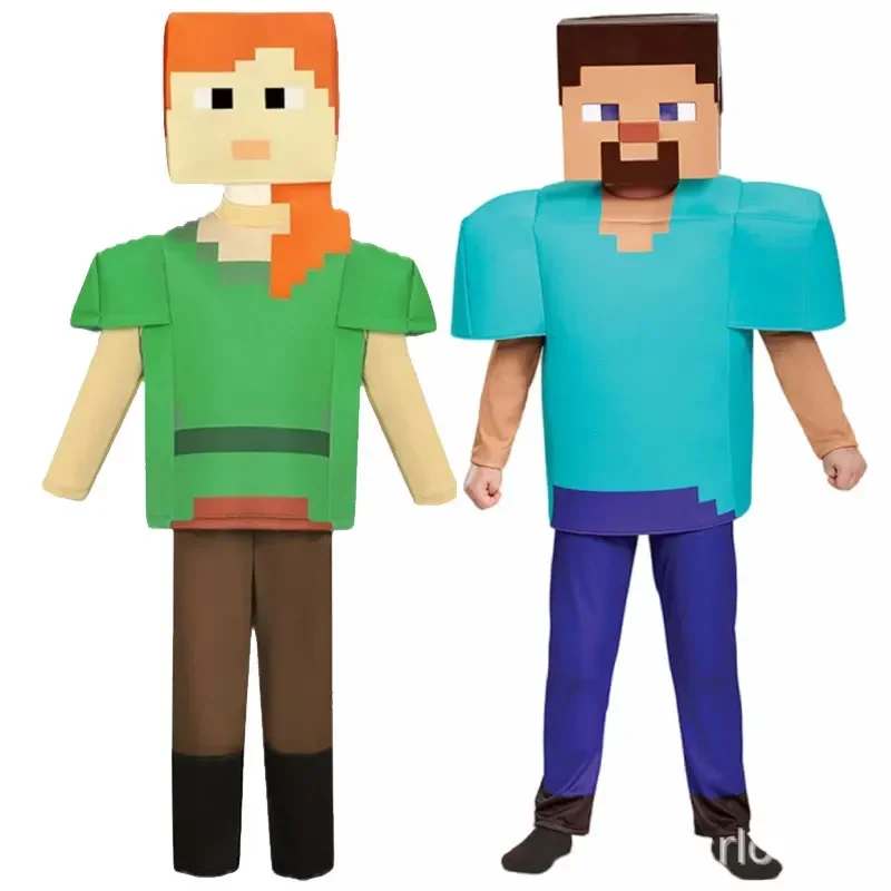 

2026 Cosplay Costumes Steve Alex Costume Top Pants Mask Set Halloween Carnival Party Mc Clothing Men Women