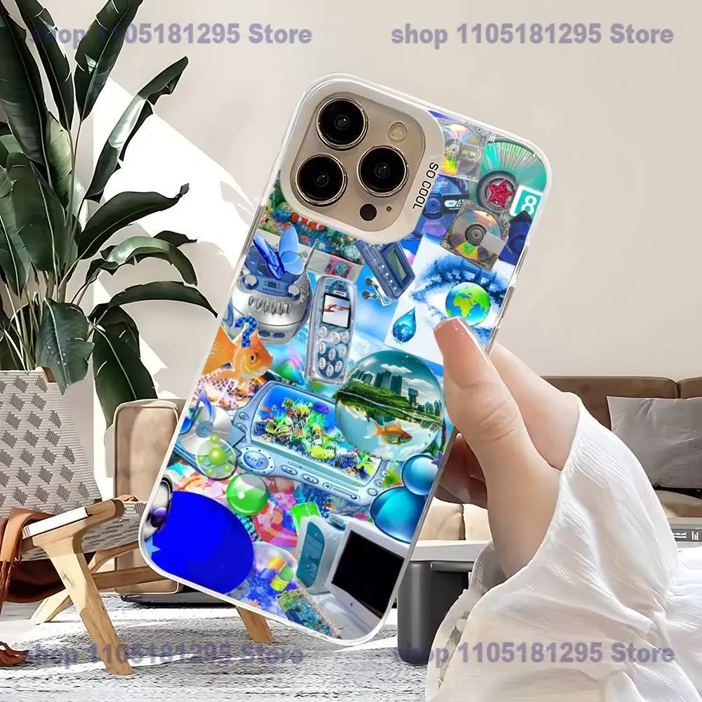 Frutiger Aero Phone Case For iPhone17,16,15,14,13,12,11,Mini,Pro,SE,MAX,plus,White Matte Shockproof Cover