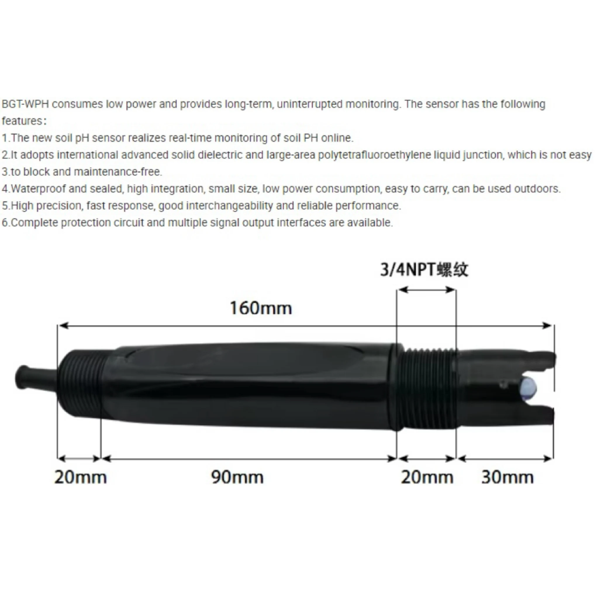 5V DC pH Sensor Transmitter 0-3V Analog Output Voltage Probe for IoT Water Quality CE
