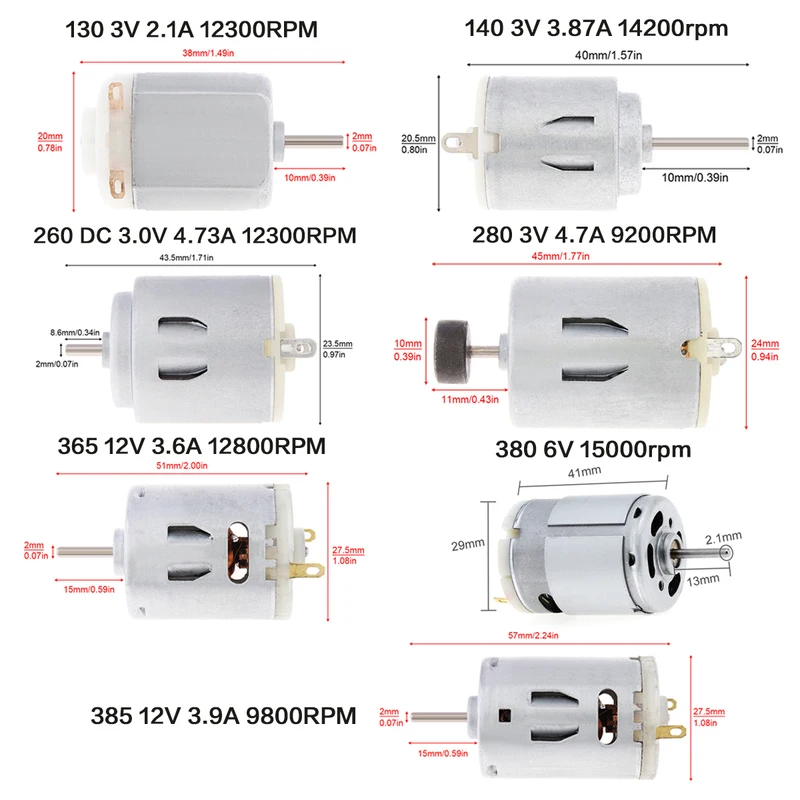 Двигатель постоянного тока RS365 3 В 6 В 12 В R140 R260 RS365 385 Высокоскоростной электродвигатель с угольной щеткой для фена DIY Игрушечный