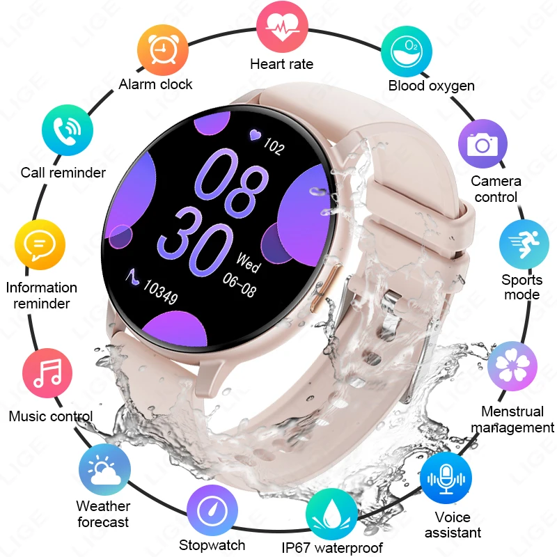 LIGE Bluetooth Call Smart Watch Women Sport Fitness Tracker Custom Dial Watches Heart Rate Waterproof Smartwatch Man Reloj Mujer