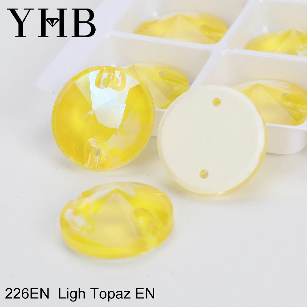 YHB-Mocha Flat Crystal Shape Rivoli Sewing Stones, Flatback Sew on Rhinestones for Garment Clothes and Bags, Top Quality