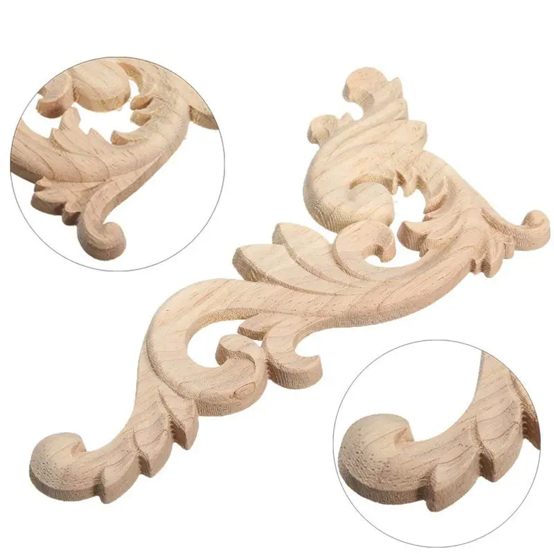 Caliente-4 piezas ornamento adornos de madera hechos a mano para muebles de armario esquina 15X7,5 Cm