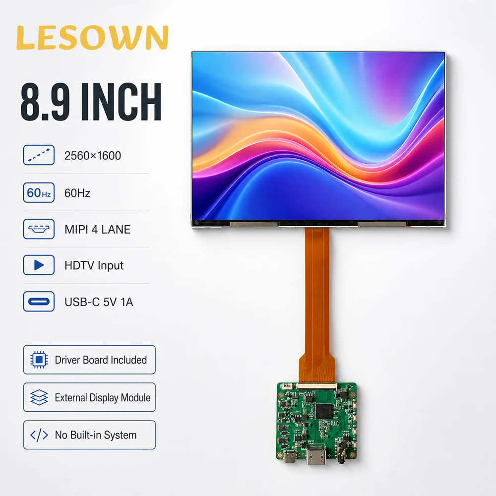 LESOWN 2560x1600 Screen Assembly Instant Setup 8.9 inch 380cd/m2 Pantalla de Visualización for Desktop