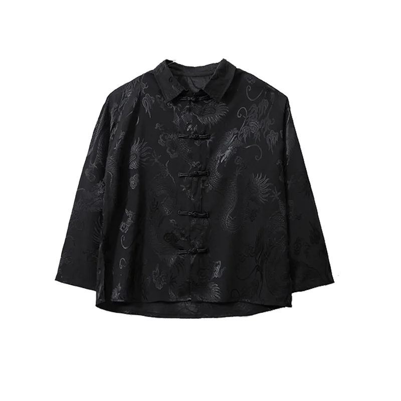 Chinoiserie Boys Street Dance Long Sleeve Printed Shirt +Wide Leg Pants Girls Hip Hop Martial Arts Performance Jazz Streetwear