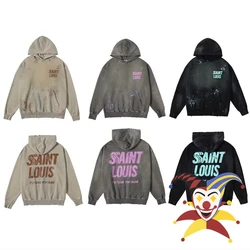 Washed Saint SSSAINT LOUIS Splashing Ink Graffiti Hoodie Pullovers Fo Men Women