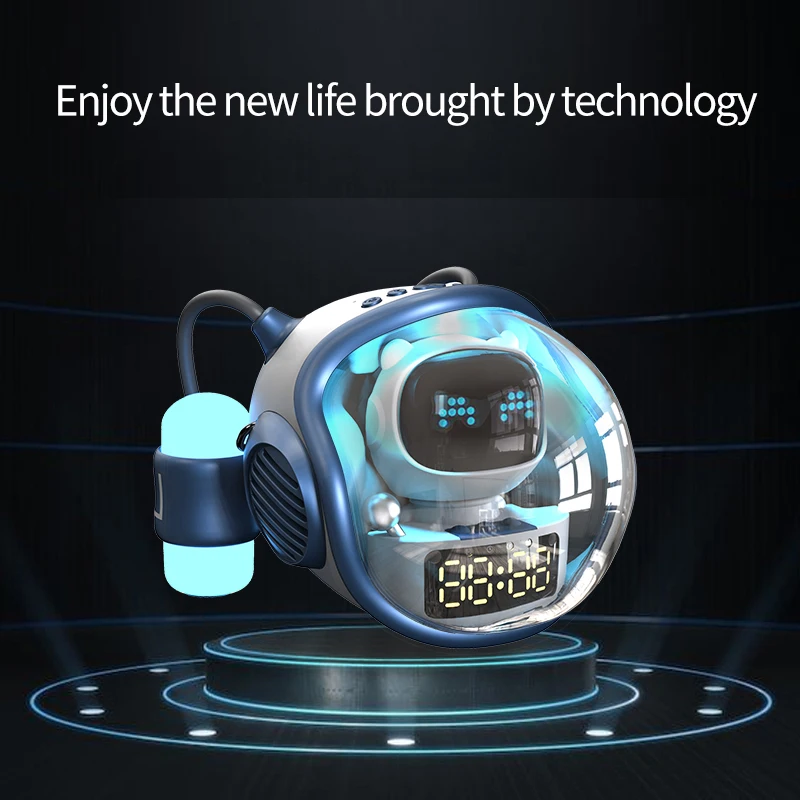 Astronaut Spaceship Wireless Bluetooth Speaker AI Interactive With RGB Light Alarm Clock Night Light Creative Gifts