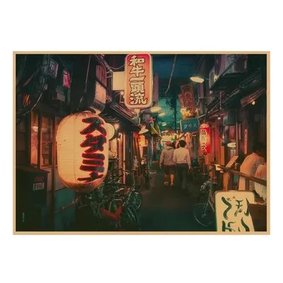 Imagem -03 - Cartaz de Papel Kraft Japonês Street Scene Izakaya Sushi Restaurant Decoração Retro 30 Pcs