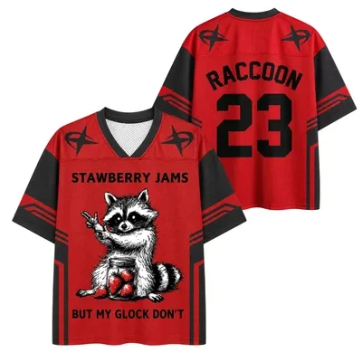 Y2K Waschbär-Muster 3D-Druck Herren Damen V-Ausschnitt T-Shirt Outdoor Harajuku Mode Sport Atmungsaktiv Schnelltrocknend Eltern-Kind-Kleidung – Detail 6